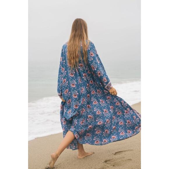 NATALIE MARTIN FIORE LIMITED EDITION VINTAGE FLOWERS AZURE MAXIDRESS XL - Picture 2 of 14